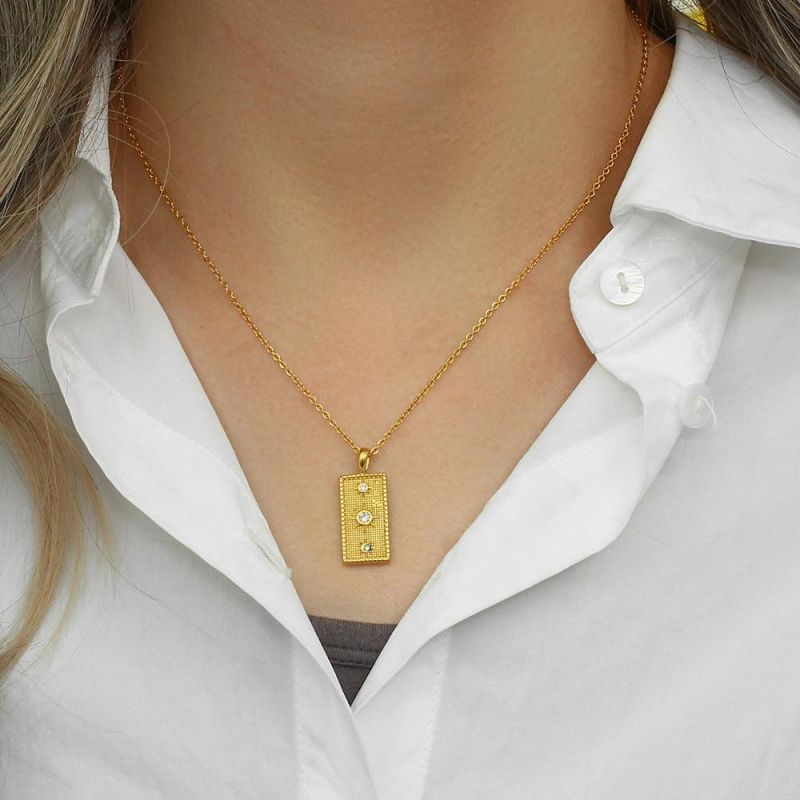 Manufacturer′s Custom Fashion Jewelry High Quality Fadeless Women′s Fashion Gold-Plated Stainless Steel Diamond Necklace