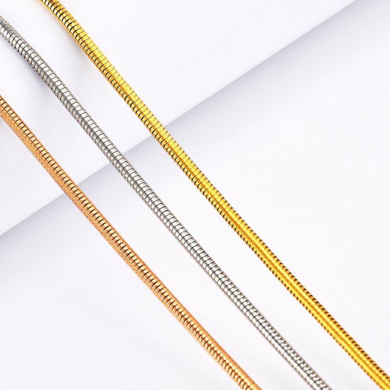 24inch 61cm Gold Plated Stainless Steel Silver Fashion Jewelry Soft Snake Neck Chain Tarnish Resistant Necklace