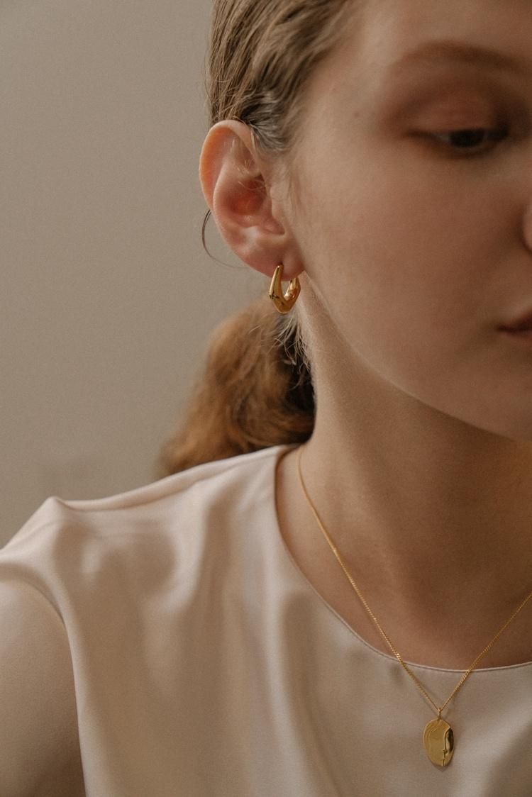 Gold Statement Geometric Huggie Round Earrings