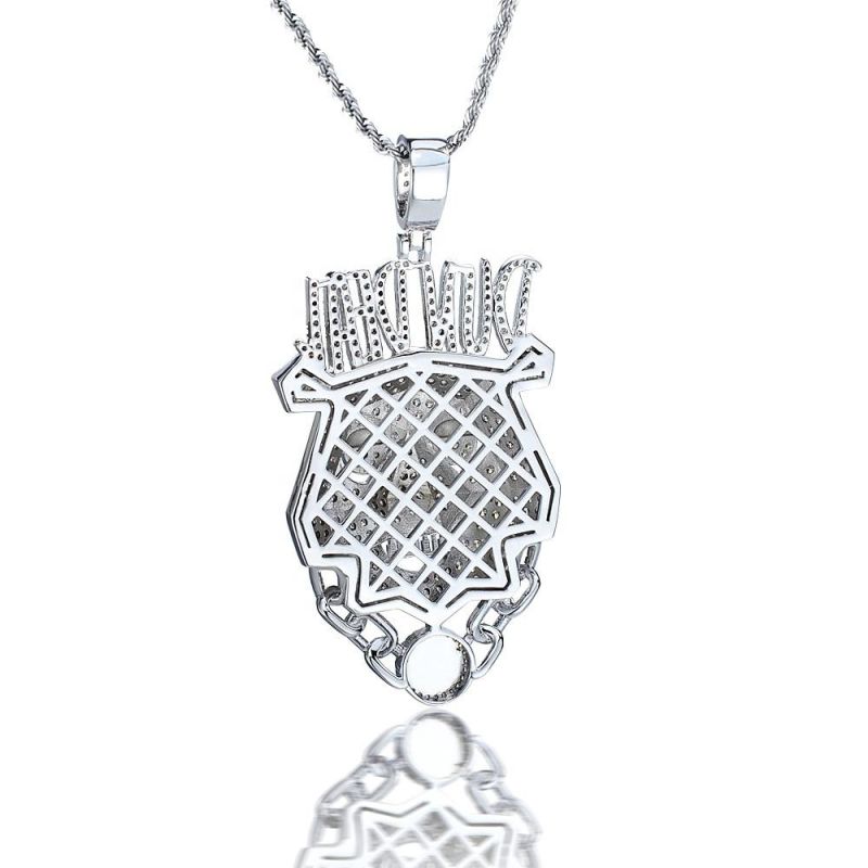 Men White Gold Trap Animal Hollow Style Iced out Pendant