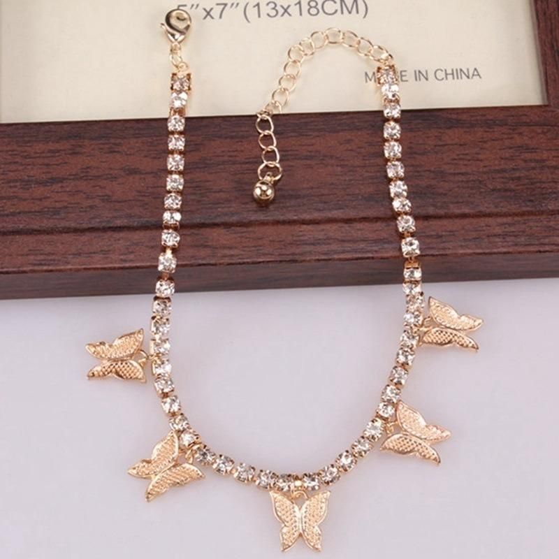 Creative Rhinestone Small Butterfly Anklet Claw Chain Tassel Foot Ornaments Female