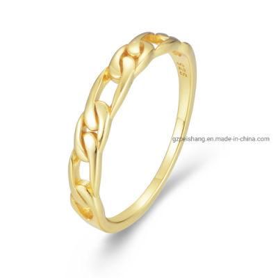 Fashion Women Jewelry Solid 925 Sterling Silver Cuban Chain Ring