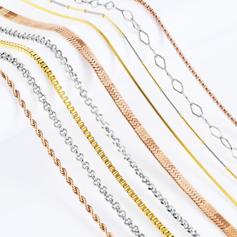 Delicate Gold Plated Stainless Steel Flat Cable Necklace for Layering Wearing