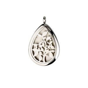 Elegant Stainless Steel Drop Shape Tree Aroma Pendant Perfume Locket