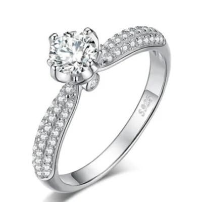 Classic Solitaire Cubic Zirconia Engagement Ring 925 Sterling Silver Trendy Ring Women Jewelry