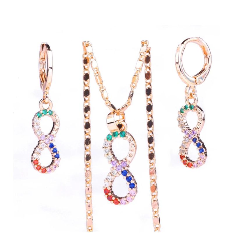 18K Rose Gold Plated Copper Alloy Brass CZ Jewelry Set for Party