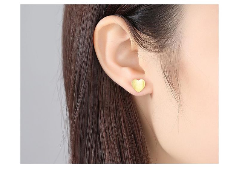 Golden or Sliver Ear Studs Heart Design for Girls