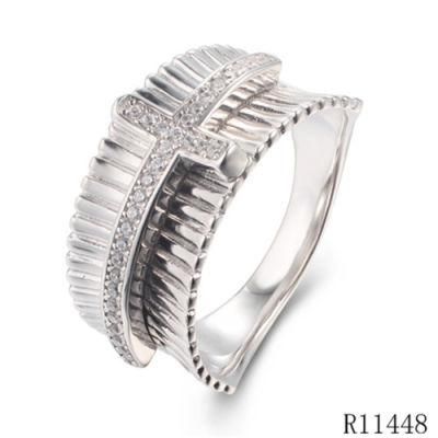 925 Sterling Silver with CZ Creative Fashion Cross Ring