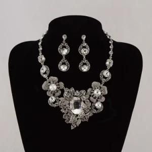 Silver Earring Necklace Girls Crystal Jewelry Set