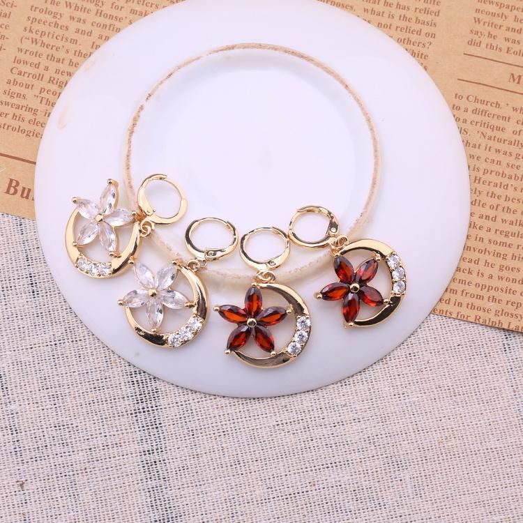 Latest Designs Long 18K Rose Gold Zircon Jewelry Earrings for Women