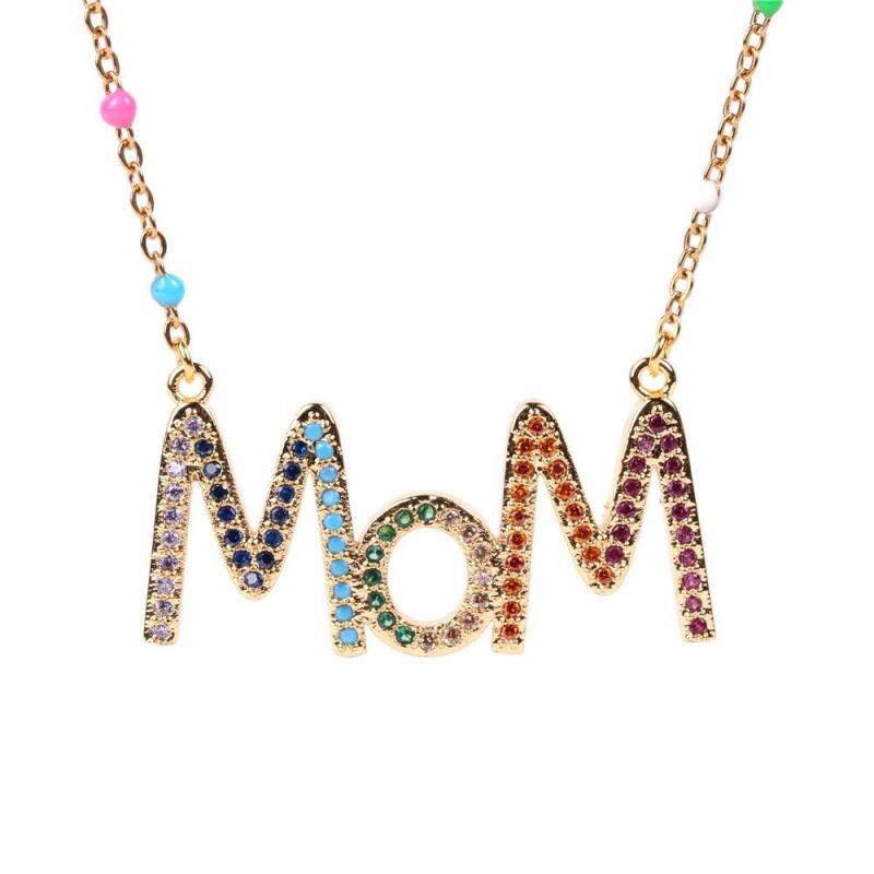 Enemal Diamond Mom Letter Stainless Steel Necklace