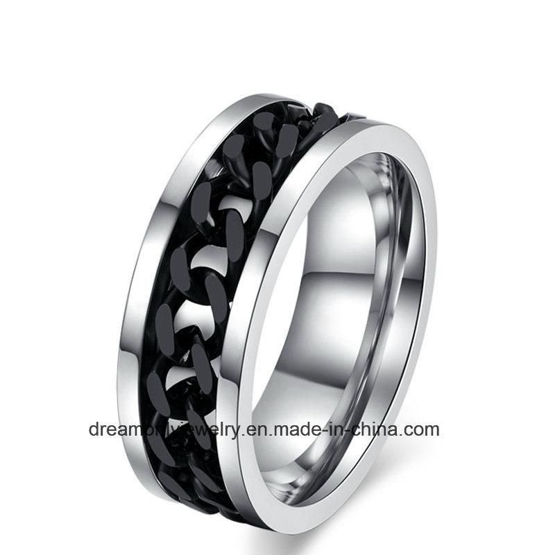 Cool Black Chain Steel Ring for Men