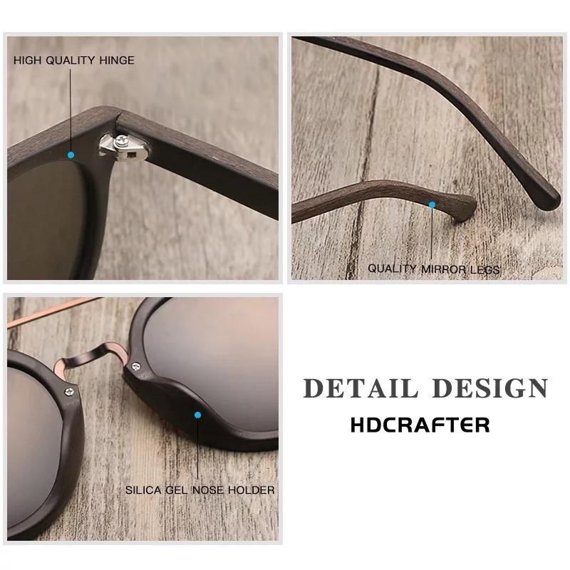 New Free Sample Wooden Bamboo Designer Premium Quality Vintage Classic Polarized Sunglass