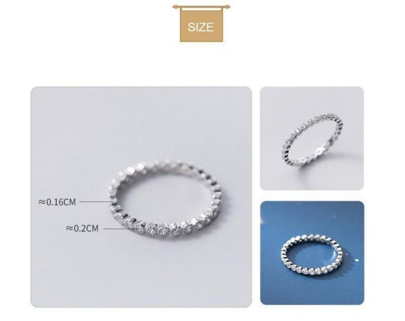 Real 925 Sterling Silver Simple Cute Dazzling CZ Charm Finger Ring for Women Wedding Party Fashion Jewelry