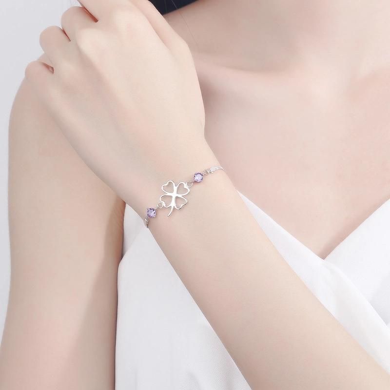 S925 Silver Fashion Women Accessories Our Leaf Clover Flower Bracelet