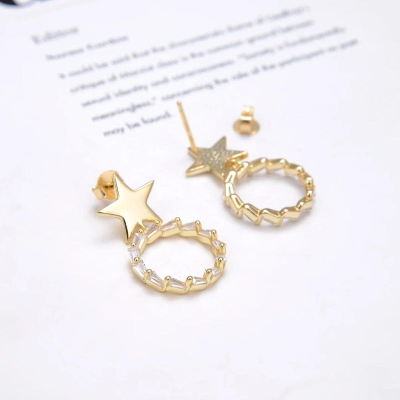 Top Sale Solid Fancy CZ 925 Sterling Silver Drop Earring