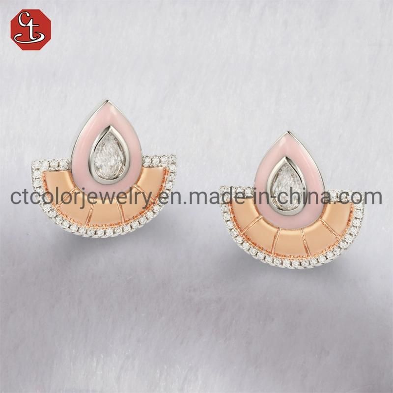 925 Sterling Silver Brass Earrings Enamel Fashion Jewelry