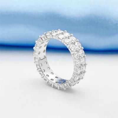 925 Silver Double Row Moissanite Ring, 3mm 2 Rows Vvs Moissanite Band Ring