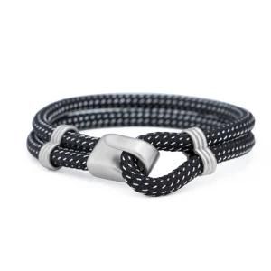 Fashion &#160; Specilal Stainless Steel Clasp Double Weave Leather Men Bracelet