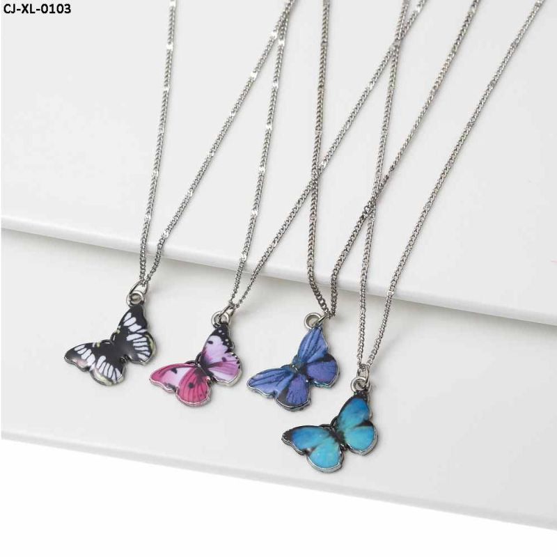 Wholesale Simple Unique Temperament Collarbone Chain Choker Color Titanium Steel Butterfly Pendant Necklace