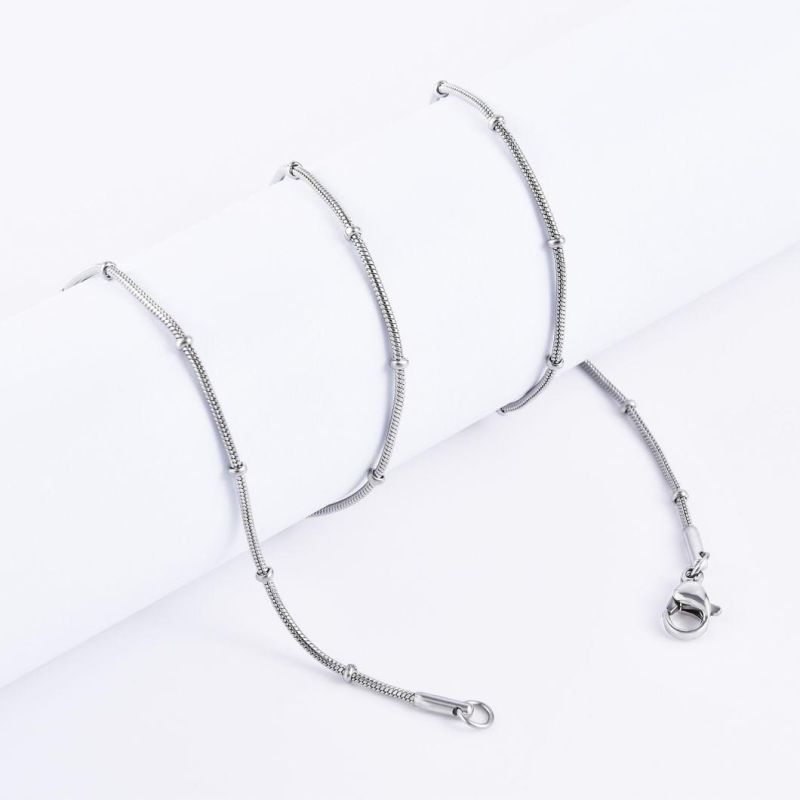 Free Sample Fashion Anklet Jewelry Parts Round Snake Chains Stainless Steel Bracelet Necklace with Balls for Jewellery Handcraft Making