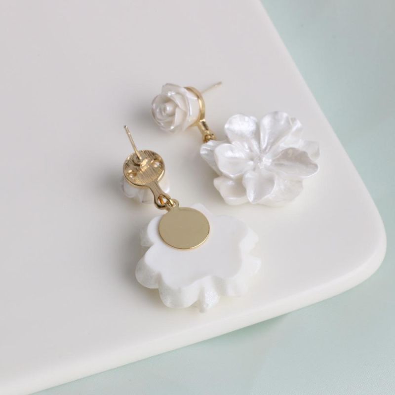 New S925 Silver Needle Flower Resin Acrylic Earrings Women