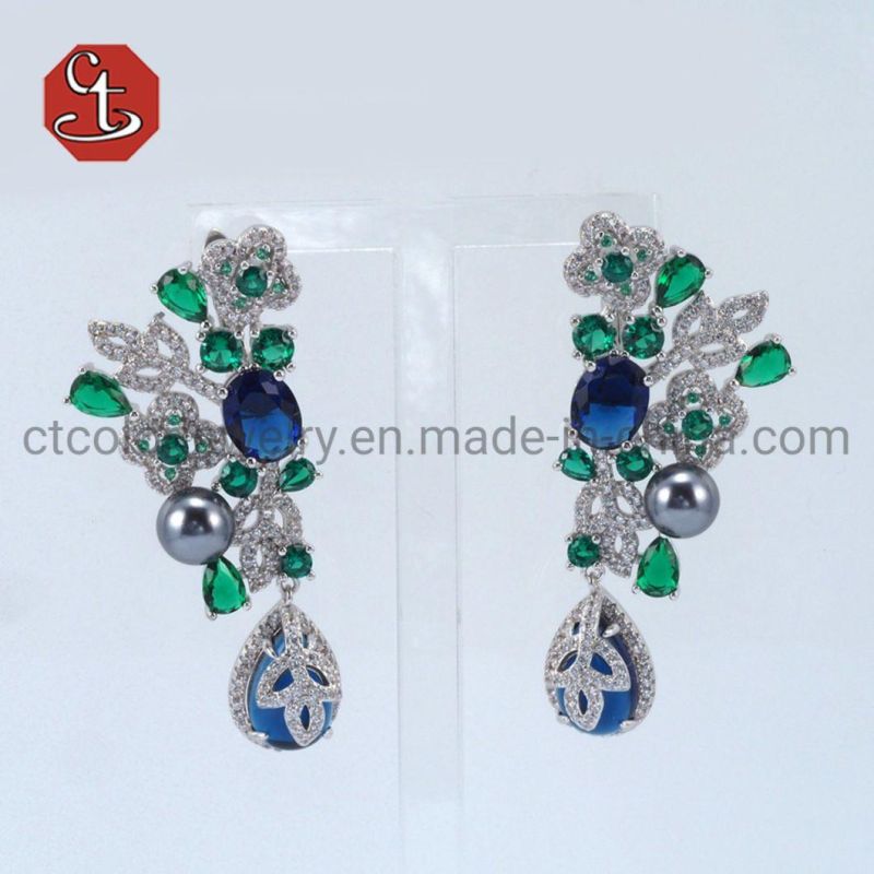 Multi Color AAA CZ Earring Exquisite Shiny Cubic Zirconia Geometric Hoop Earrings Fashion Black Plated Copper Earrings Jewelry