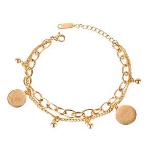 Fashion &#160; Design Women Adjustable &#160; stainless steel Pattern Coin Pendant Women Bracelet