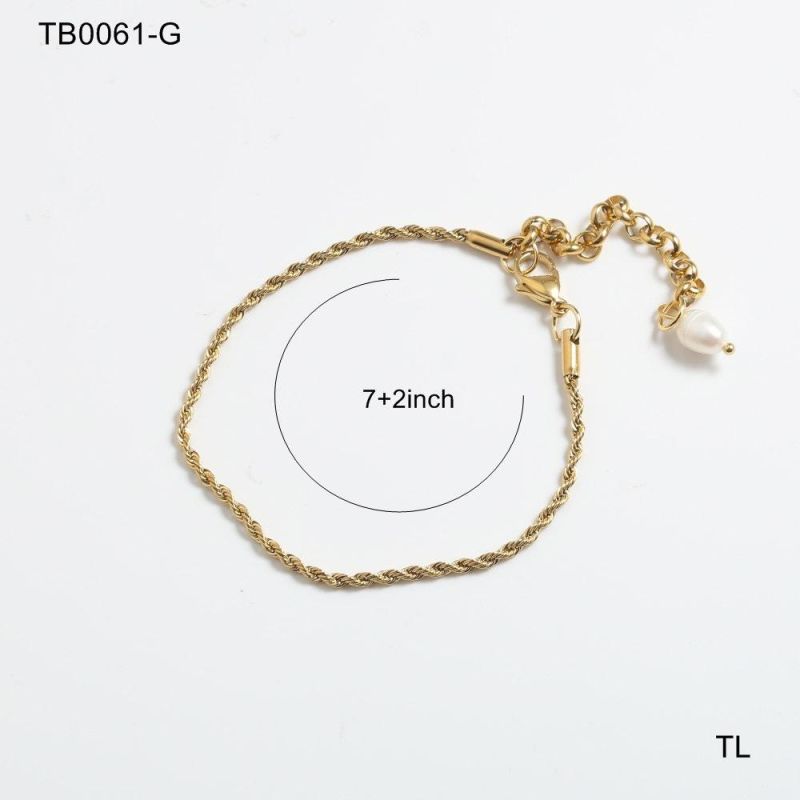 Manufacturer Custom Gold jewellery High Quality Waterproof Stainless Steel Gold Fashion Jewelry Gold Chain Pearl Bracelet