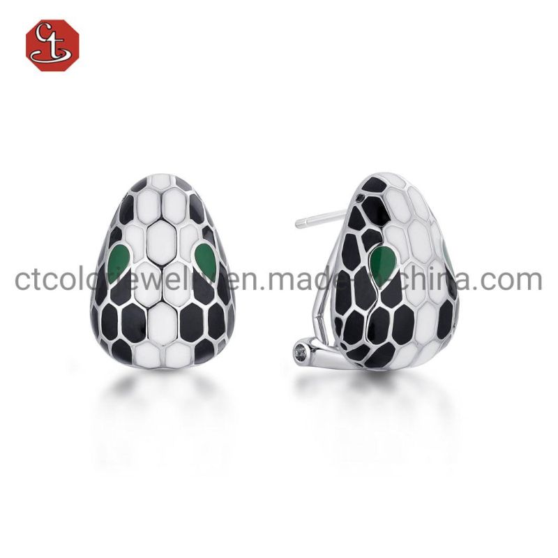 Fashion Jewelry Snake Studs Earrings 925 Silver or Brass Snake Earring Popular Enamel Snake Earring