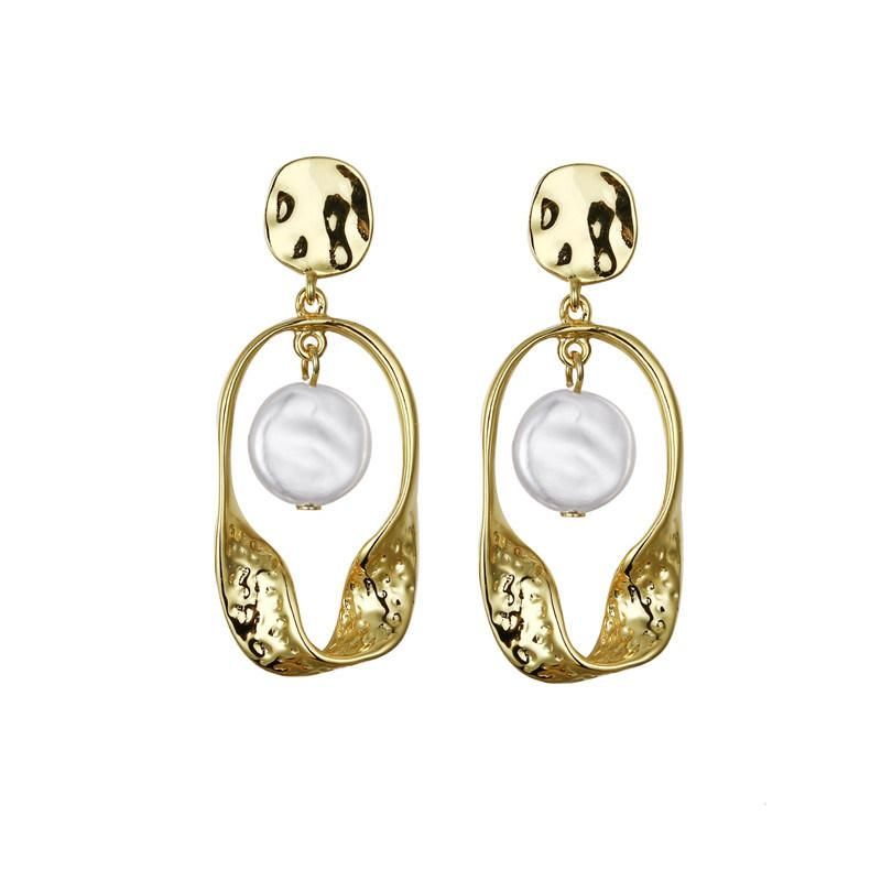 Fashion Silver or Brass Female Baroque Pearl Earring