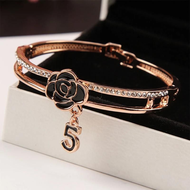 Shine Crystal 5 Letter Bangles Bracelet Fashion Brand Wedding Jewelry