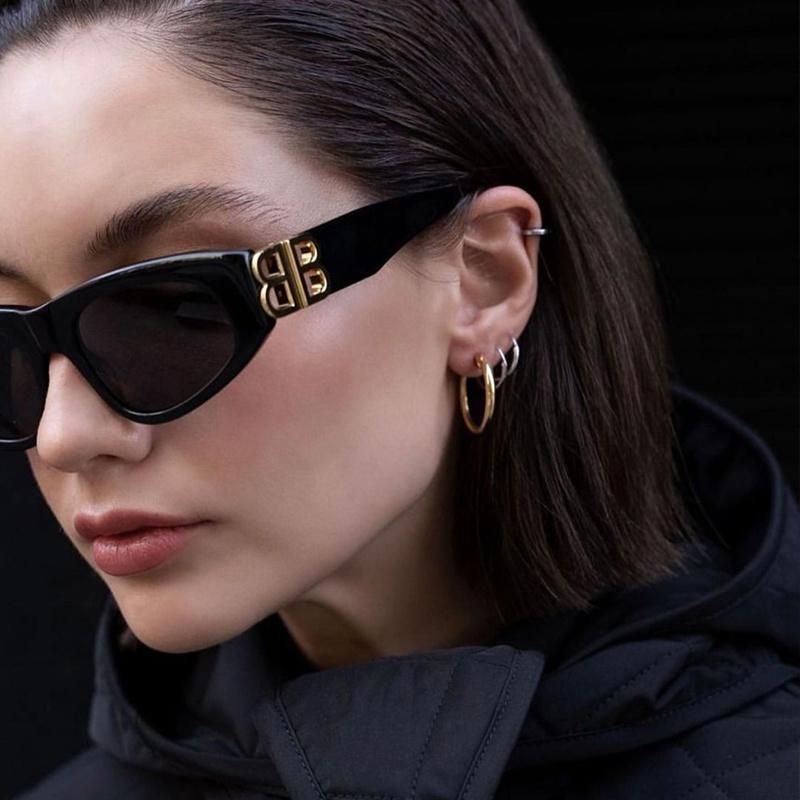 Bright Black Sunglasses Personality Glasses Fashion Cat Eye Sunglasses