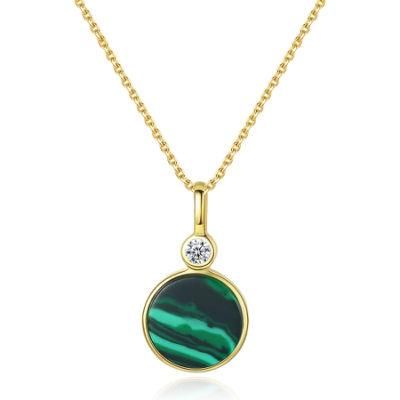 Fashion 925 Sterling Silver Jewelry Charm Necklace with Malachite