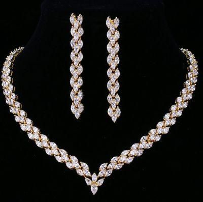 Wedding CZ Necklace Jewelry Set, Bridal CZ Necklace Jewelry Set, Bridesmaid Pearl Jewelry, Bridal Wedding Luxury Jewelry Set