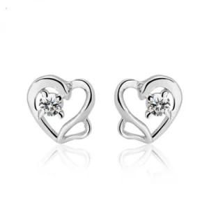 Newest Solid Sterling Silver Heart Pin Stud Earring