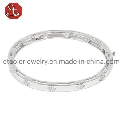 Fashion Jewelry 925 Sterling Silver Zircon flower shape Bracelet bangle with Zirconium