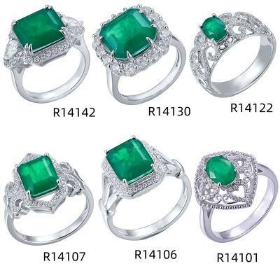 Hot Sale 925 Sterling Silver with Emerald Stone Ring