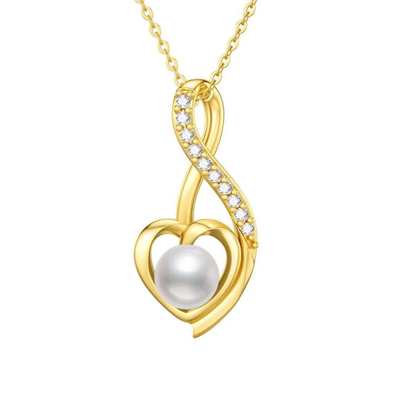 Factory Price Heart Geometry High Quality Pearl Zircon Pendant Necklace