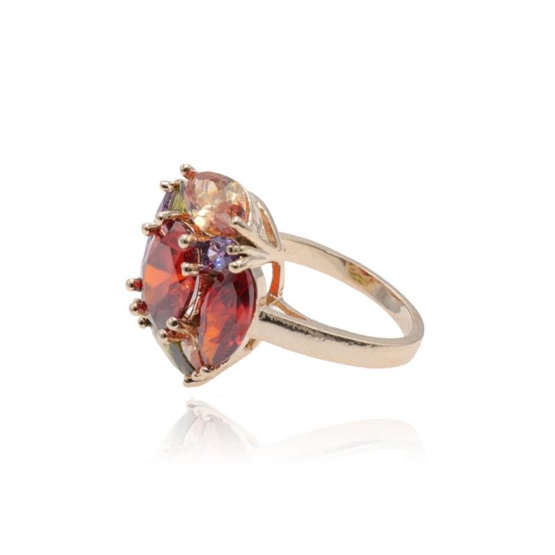 Multicolor Zircon Gold Plated High Jewelry Ring