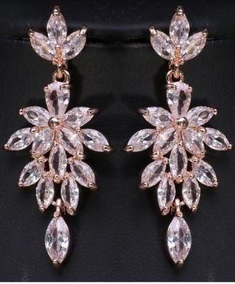Rose Gold Pear Bridal CZ Earring Jewelry, Wedding CZ Earring Jewelry, Bridesmaid Earring