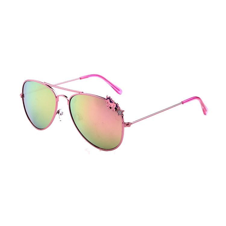 Pink Mirror with Horse Logo Metal Frame Sunglass