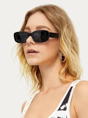 Fashion Retro Vintage Sun Glasses Cheap Plastic Designer Frames Small Oval Black Eyewears Trendy Sunglasses for Women