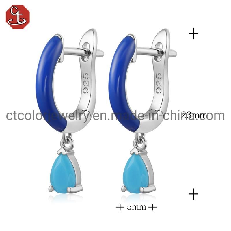 Wholesale Earrings Fashion Bule Enamel Earrings for Women