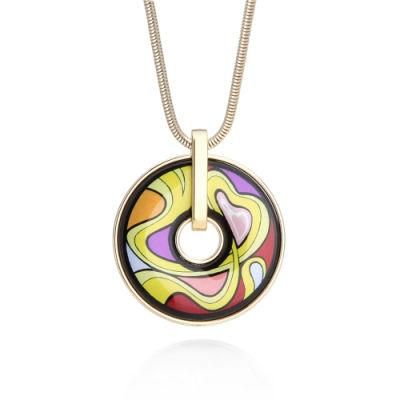 Couple Colorful Pendant Necklace with Delicate Back Side