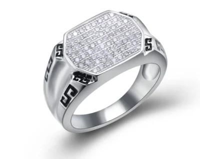 Simple Design Square Shape 925 Sterling Silver Jewelry Men Ring
