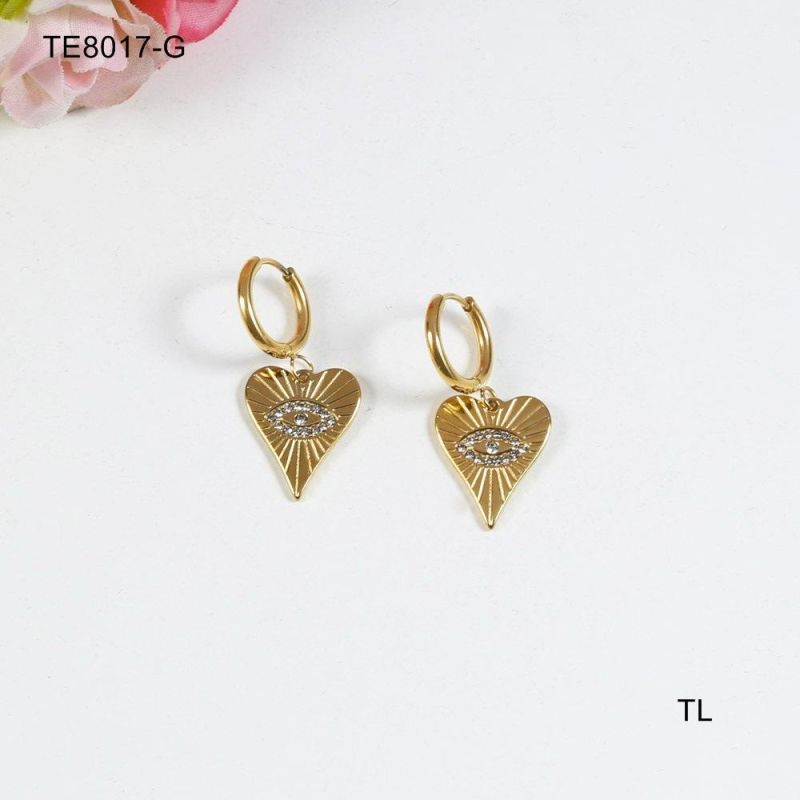 Manufacturer Custom Logo Earring High Quality Fashion jewellery Trendy Diamond Zircon Gold Earring Waterproof Earring Heart Jewelry