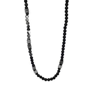 Minimalism Jewelry Solid Chain Stainless Steel Accessories Matte Onyx Bead Men Necklace