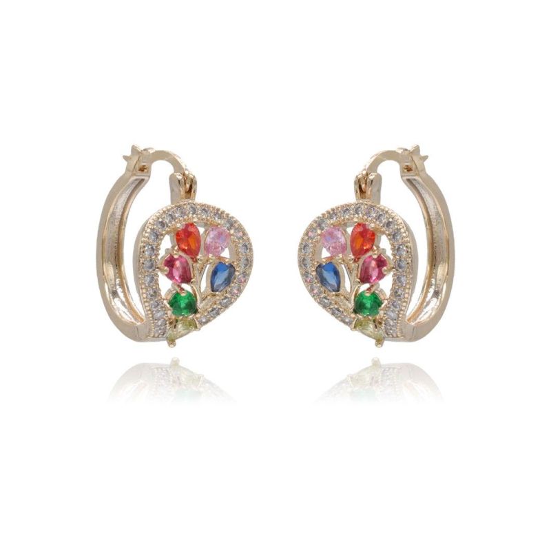 Colorful Zircon Gold Plated Fashion Women′ S Charm Earrings