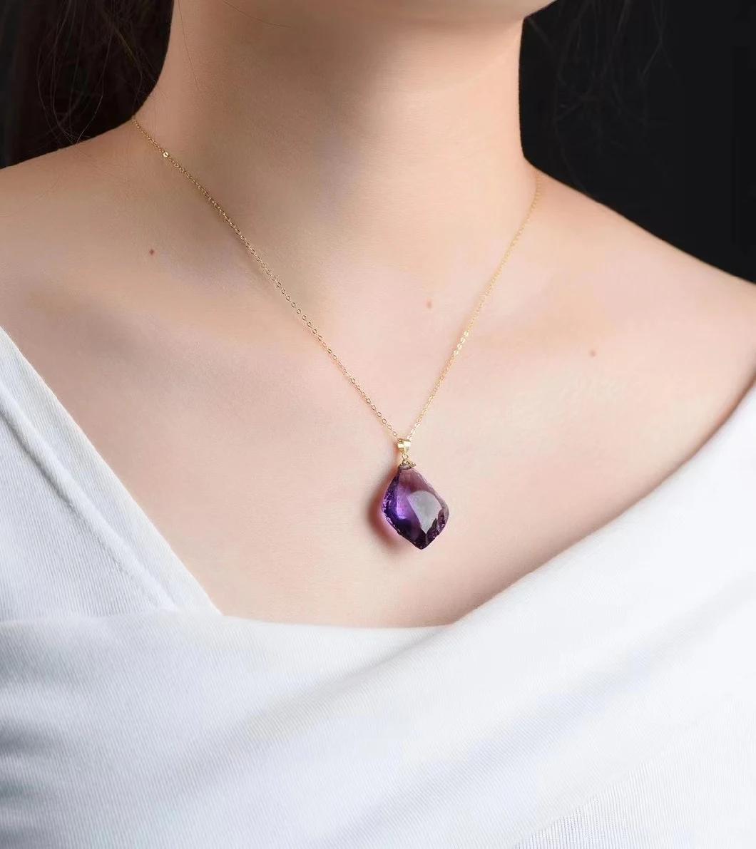 18K Gold Inlaid Pendant Amethyst Pendant Donghai Crystal